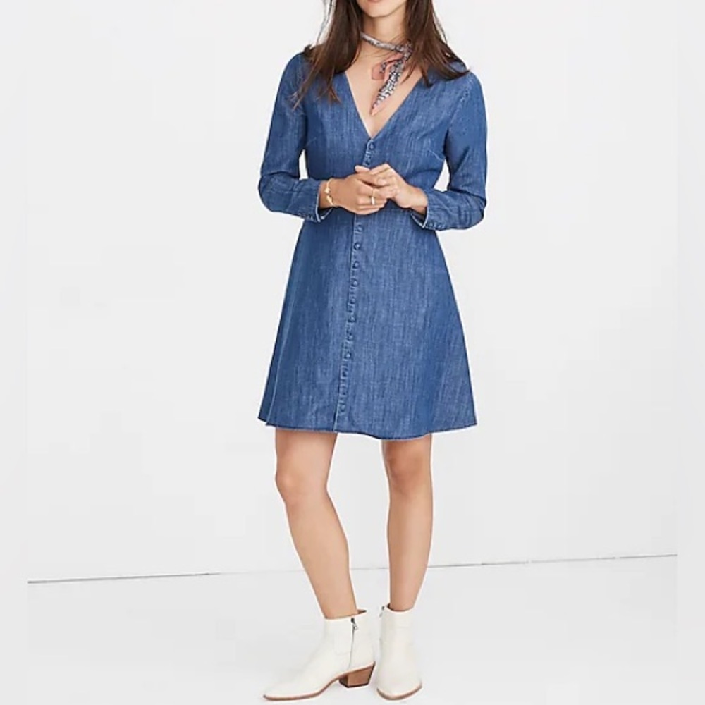 Madewell denim button front dress